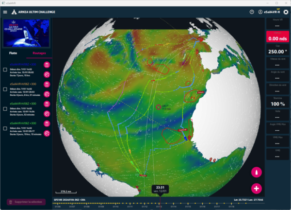 Plusieurs routages testés dans eSail4VR